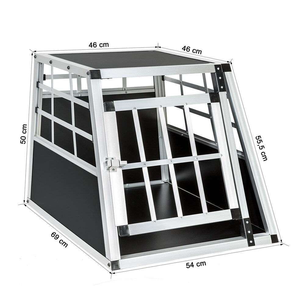 tectake® Hundetransportbox single, mit gerader Rückwand, verschließbare Gittertür, mit schützenden Kunststoffecken