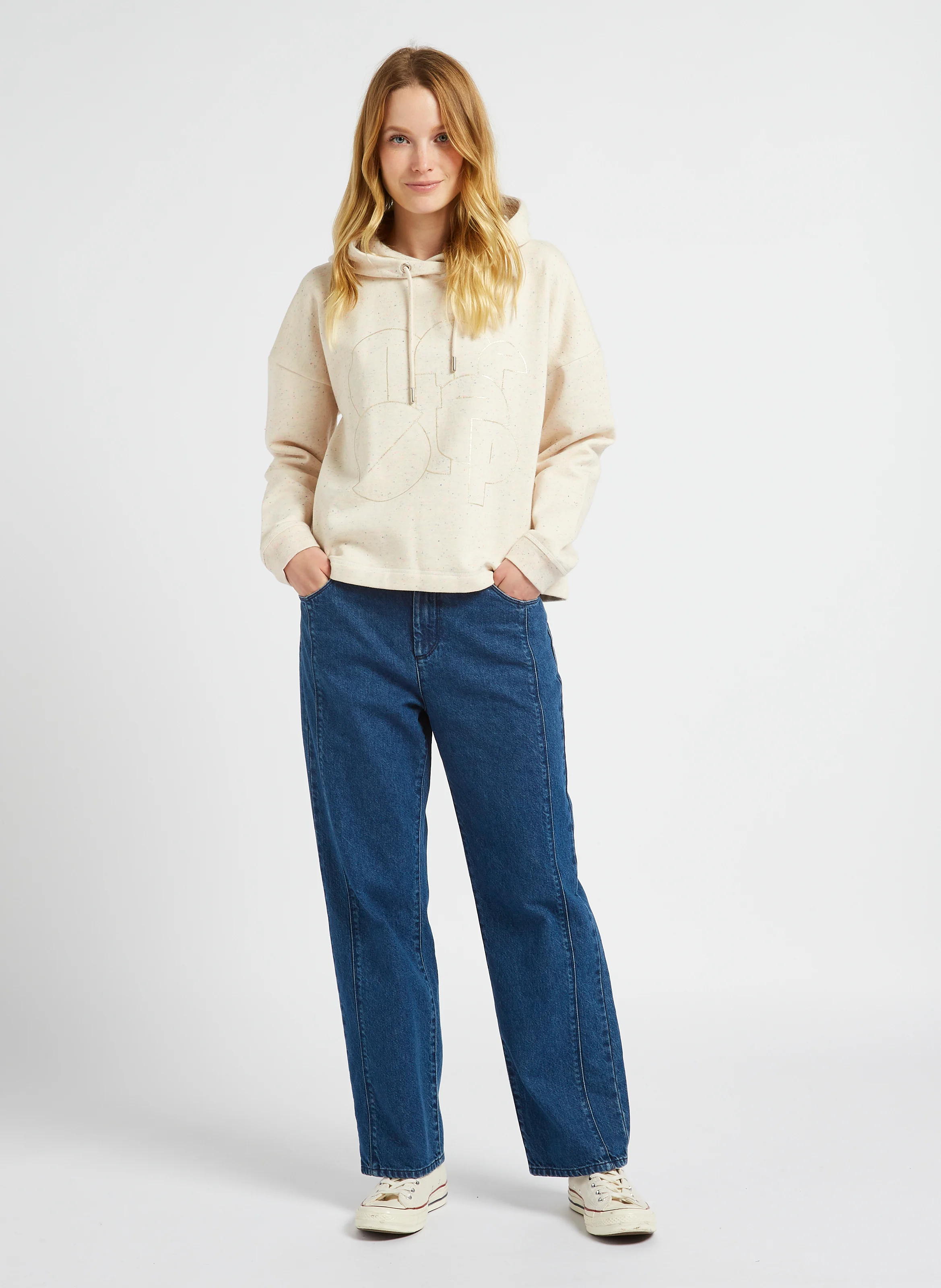 MAGIE - Sweat ample àcapuche en coton mélangé | Blanc