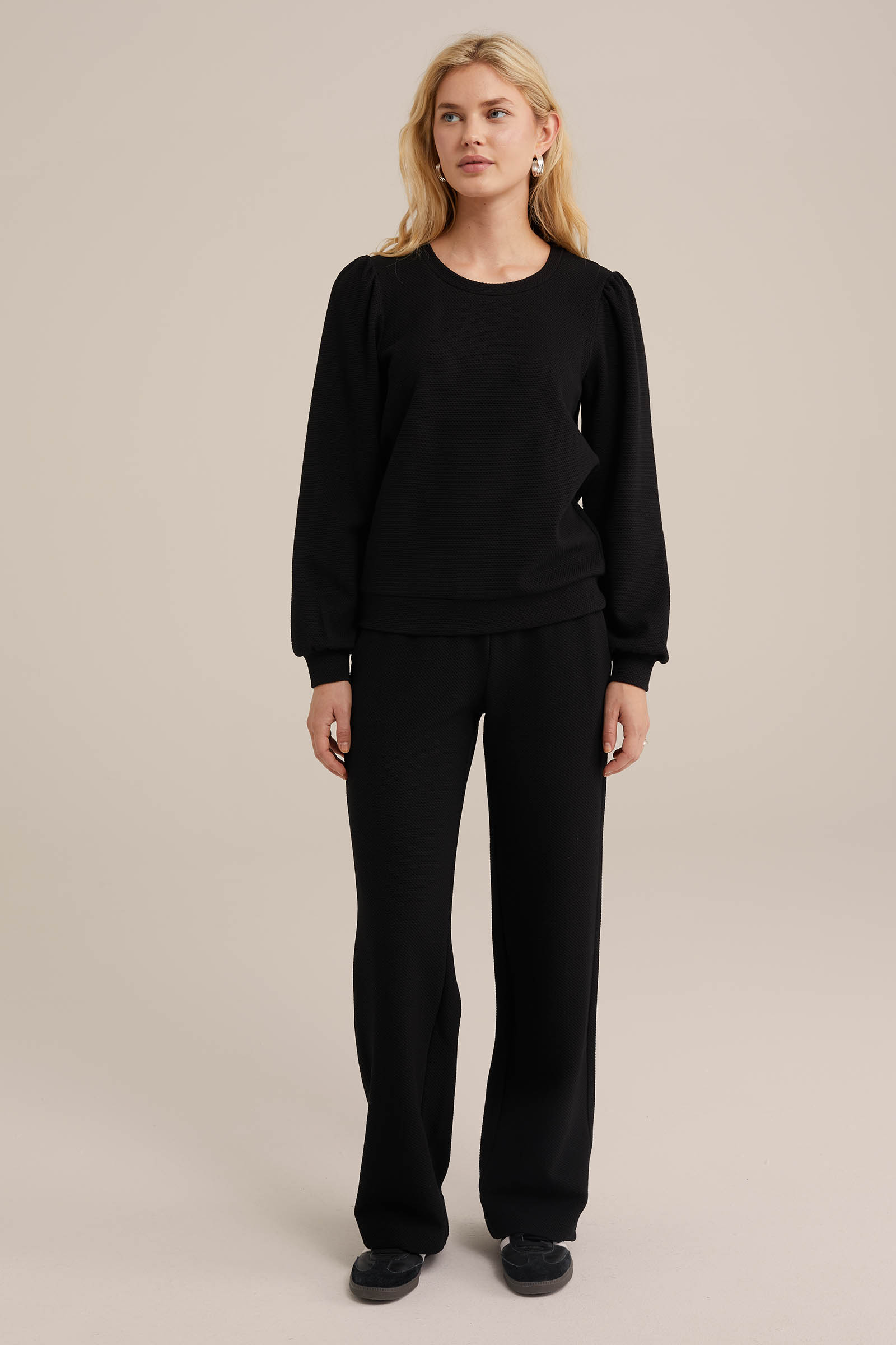sweatpants met structuur WE Fashion Zwart