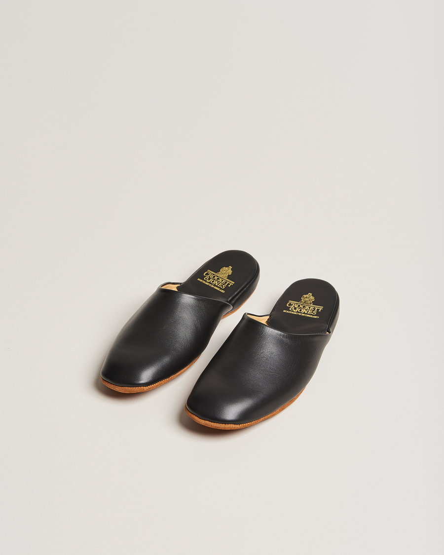 Crockett & Jones Mule Calf Home Slipper Black