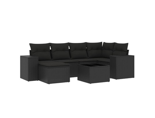 LES TENDANCES - Salon extérieur Salon de jardin-noir-6 places-62x62x69-450511