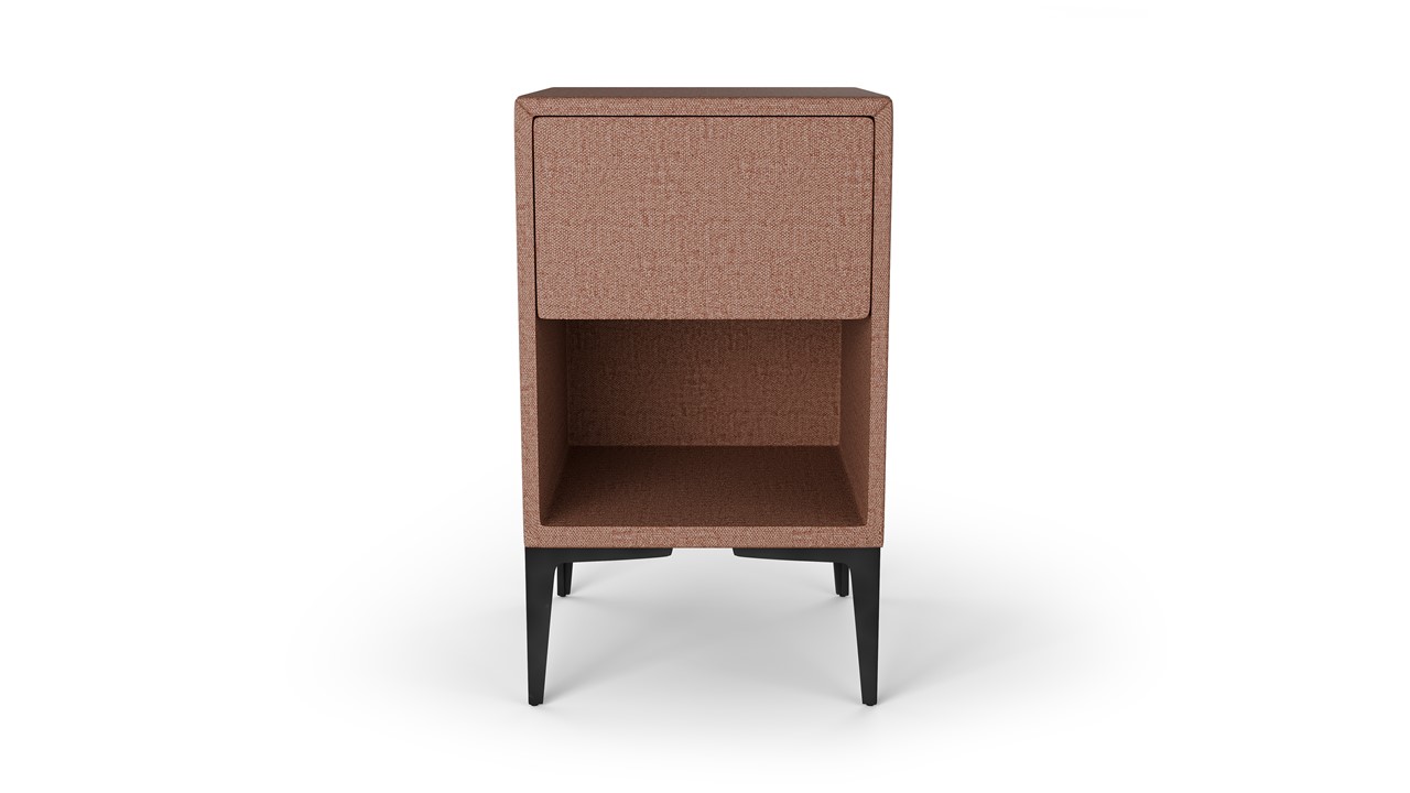 Nachtkast vierkant B Bright met 1 lade en poten mocha mousse