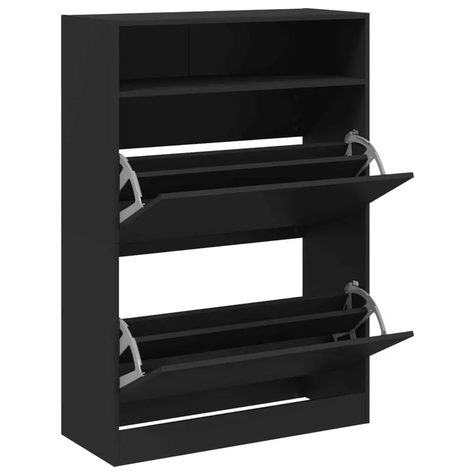 vidaXL - Schoenenkast - Zwart - Bewerkt hout