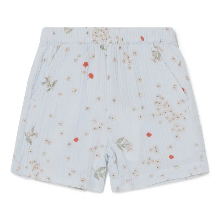 garbo&friends Short Fleuri Mousseline de Coton | Bleu ciel