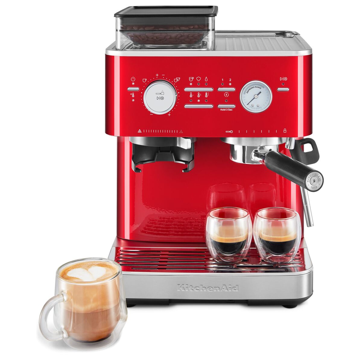 Espressomaskin med kaffekvern, candy apple