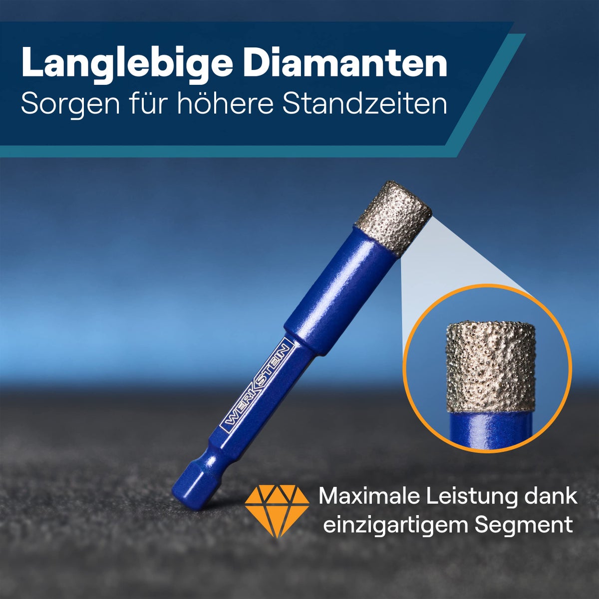 WERKSTEIN 12mm tegelboor met diamantboor - Extreem duurzame porseleinen steengoedboor voor het boren in tegels, glas, keramiek, porselein, graniet, marmer en nog veel meer - Diamantboor met zeskantige schacht