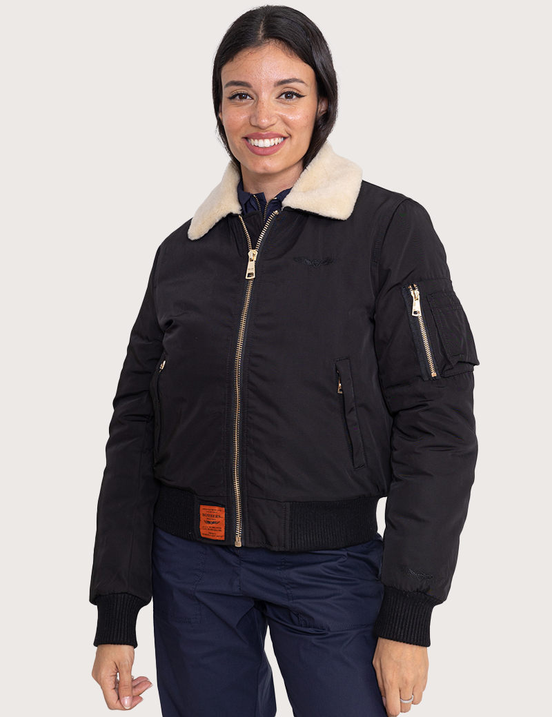 BOMBERS ORIGINALS BOMBERS FEMME NYLON COL FOURRURE NOIR