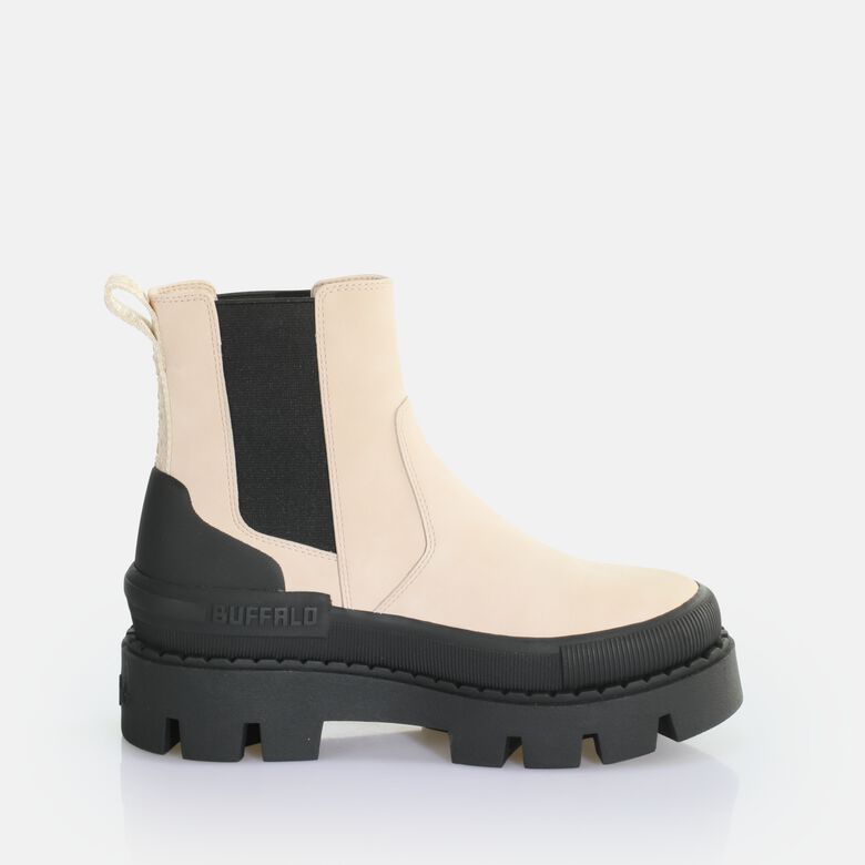 Raven Chelsea Bottines vegan, crèmenoir