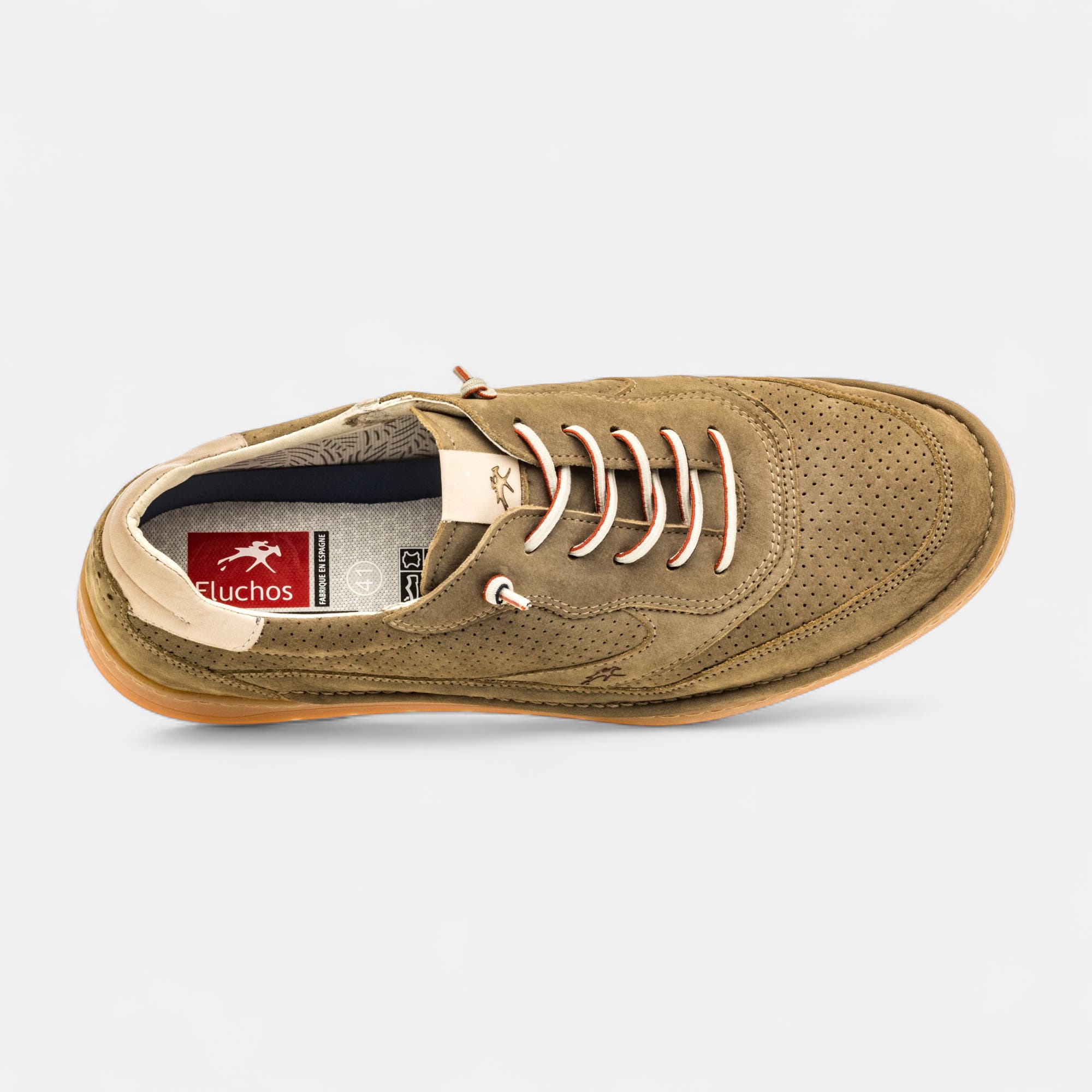 Derbies pieds sensibles Homme en cuir kaki