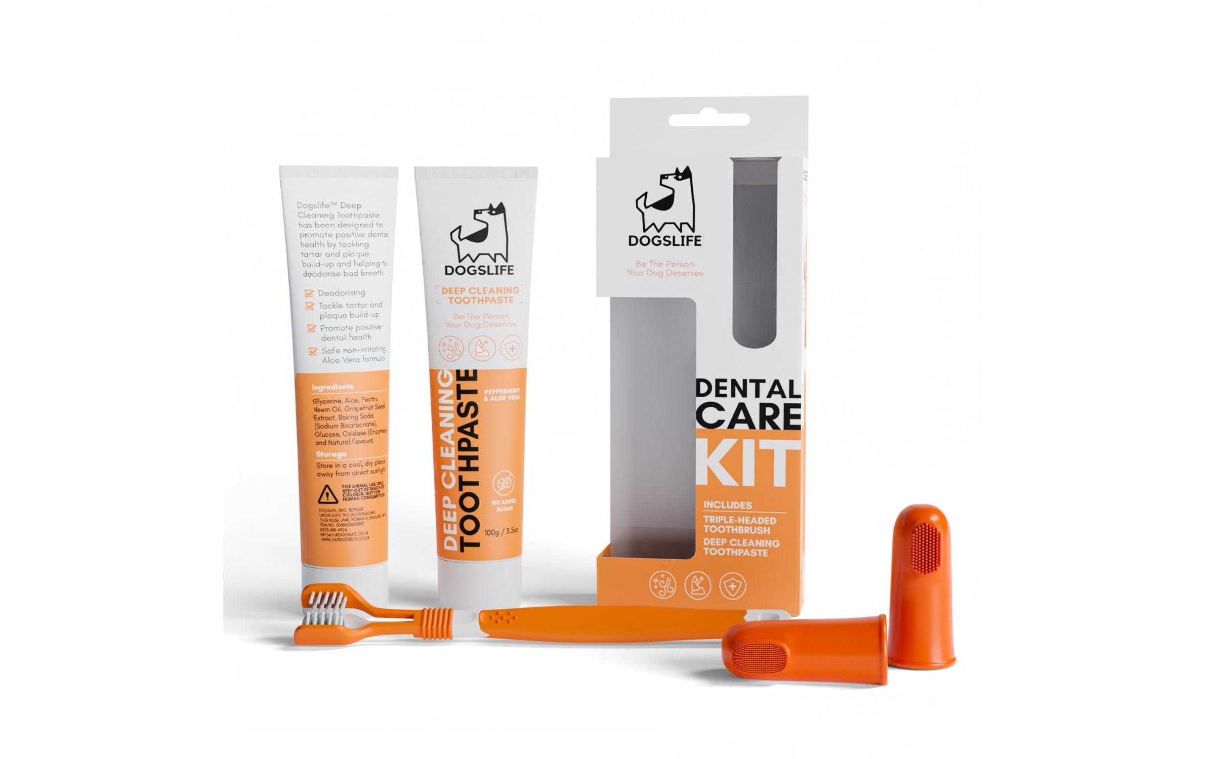 Zahnreinigung Dental KitSet aus Zahnpasta und Zahnbürste für Hunde