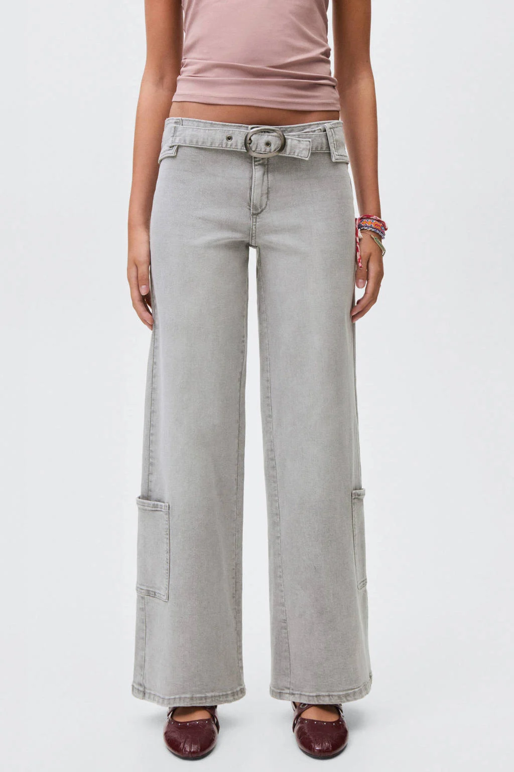 MANGO TEEN wide leg jeans grey denim