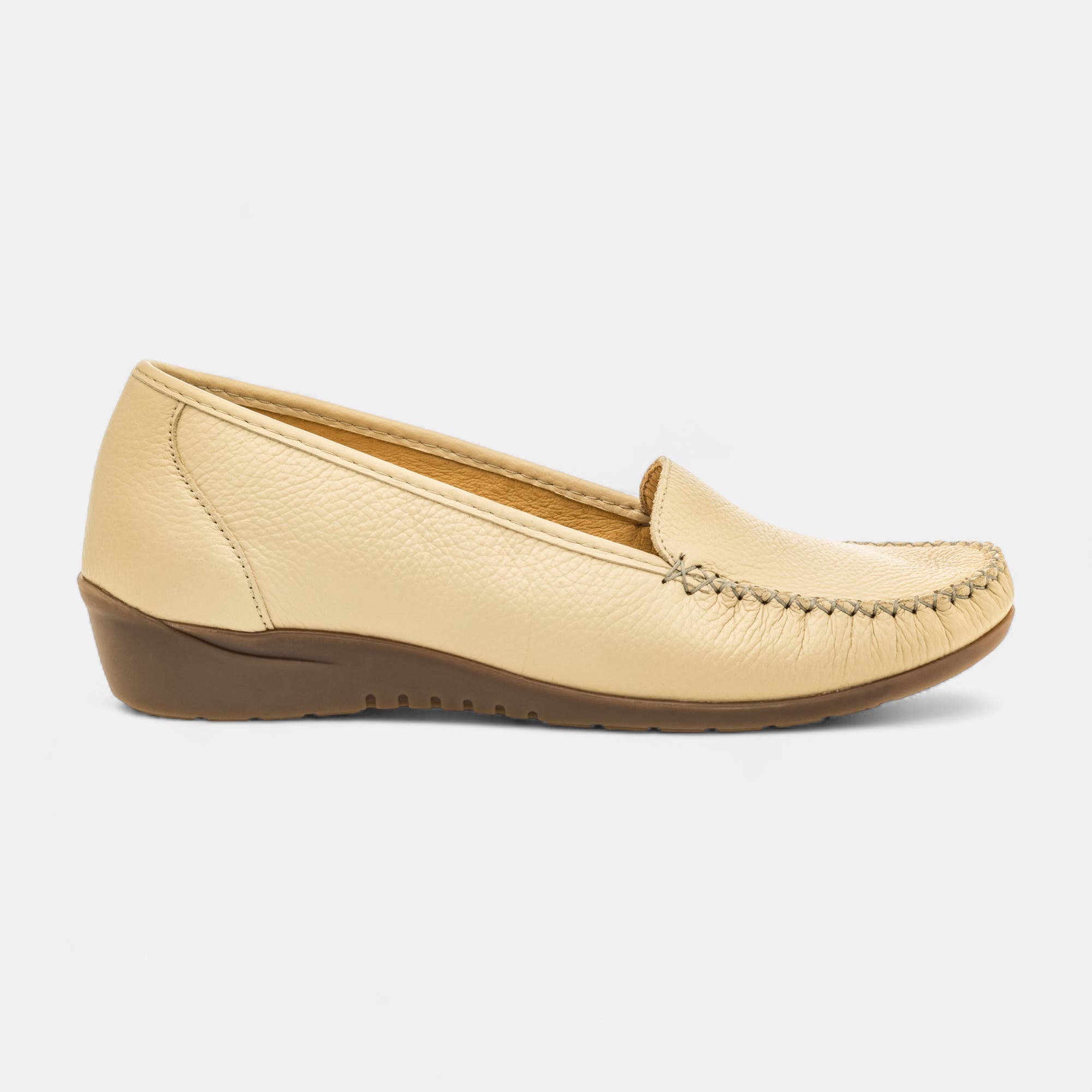 Mocassins pieds sensibles Femme en cuir beige