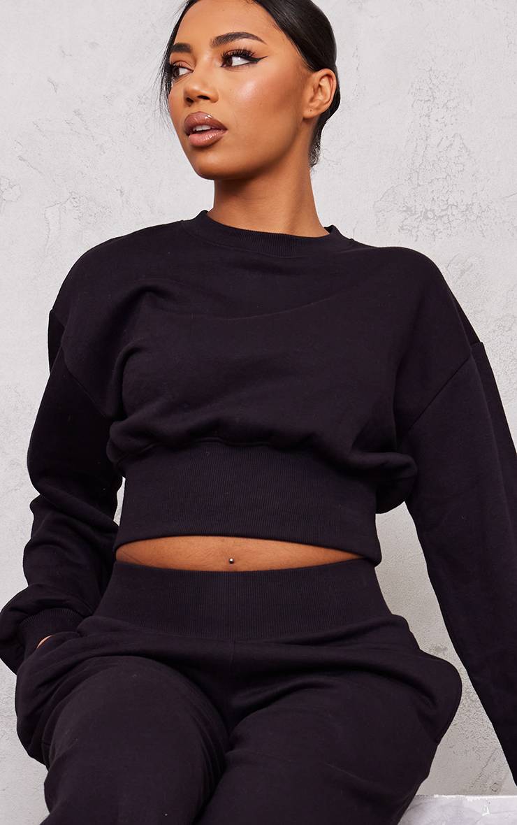 Noir Sweat-shirt Oversize Court Grande Taille