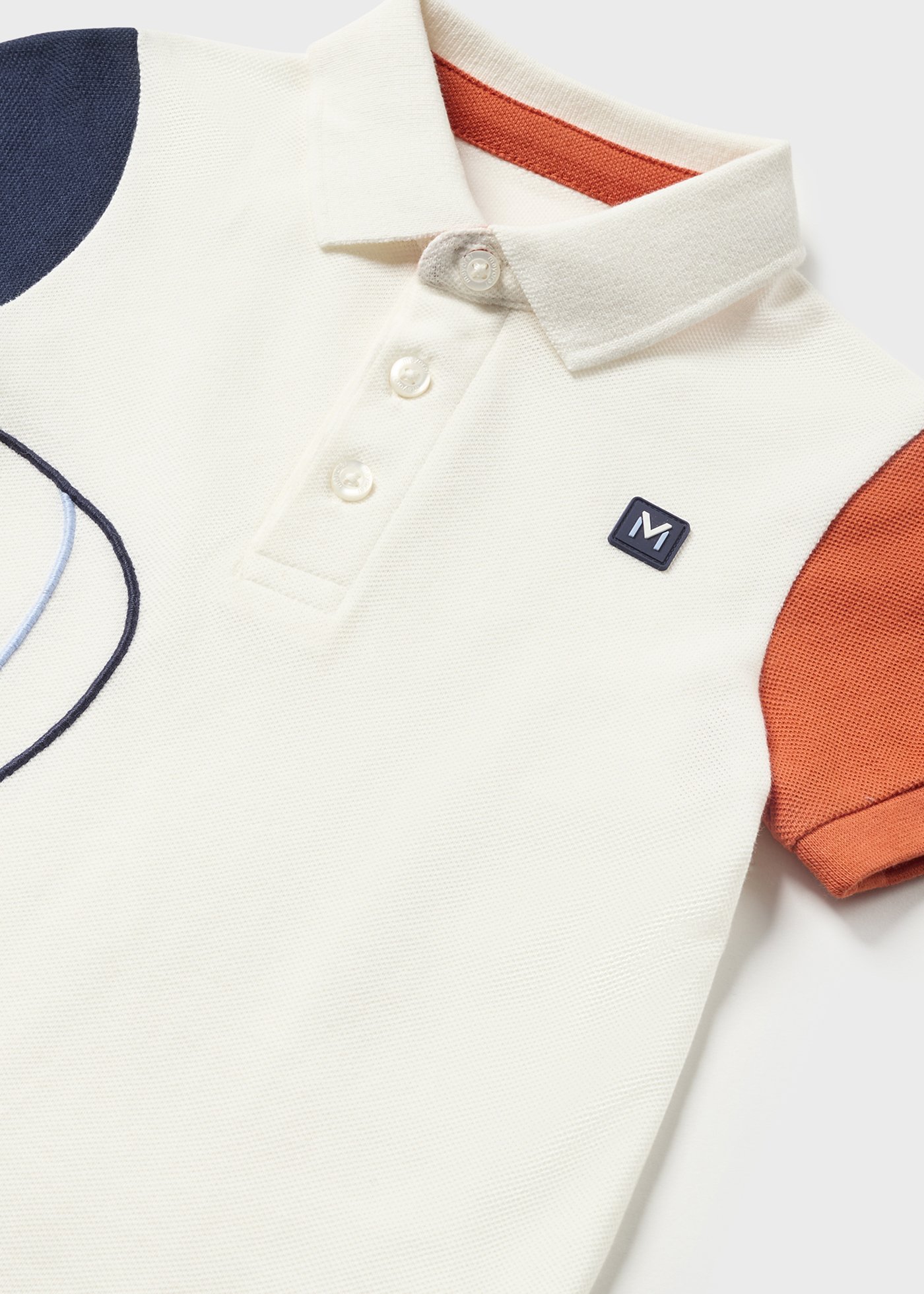 Camisa polo de algodão sustentável tricolor granito para bebê