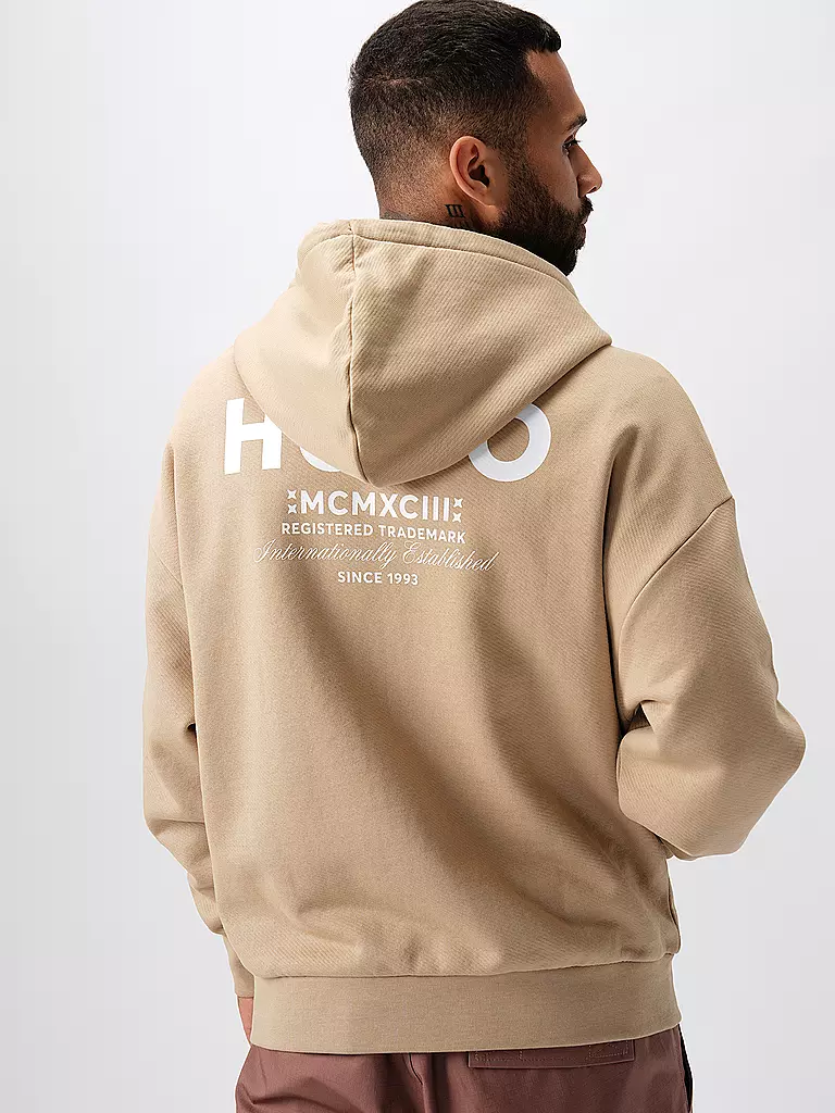 HUGO Kapuzensweatjacke NARDIMEZ beige