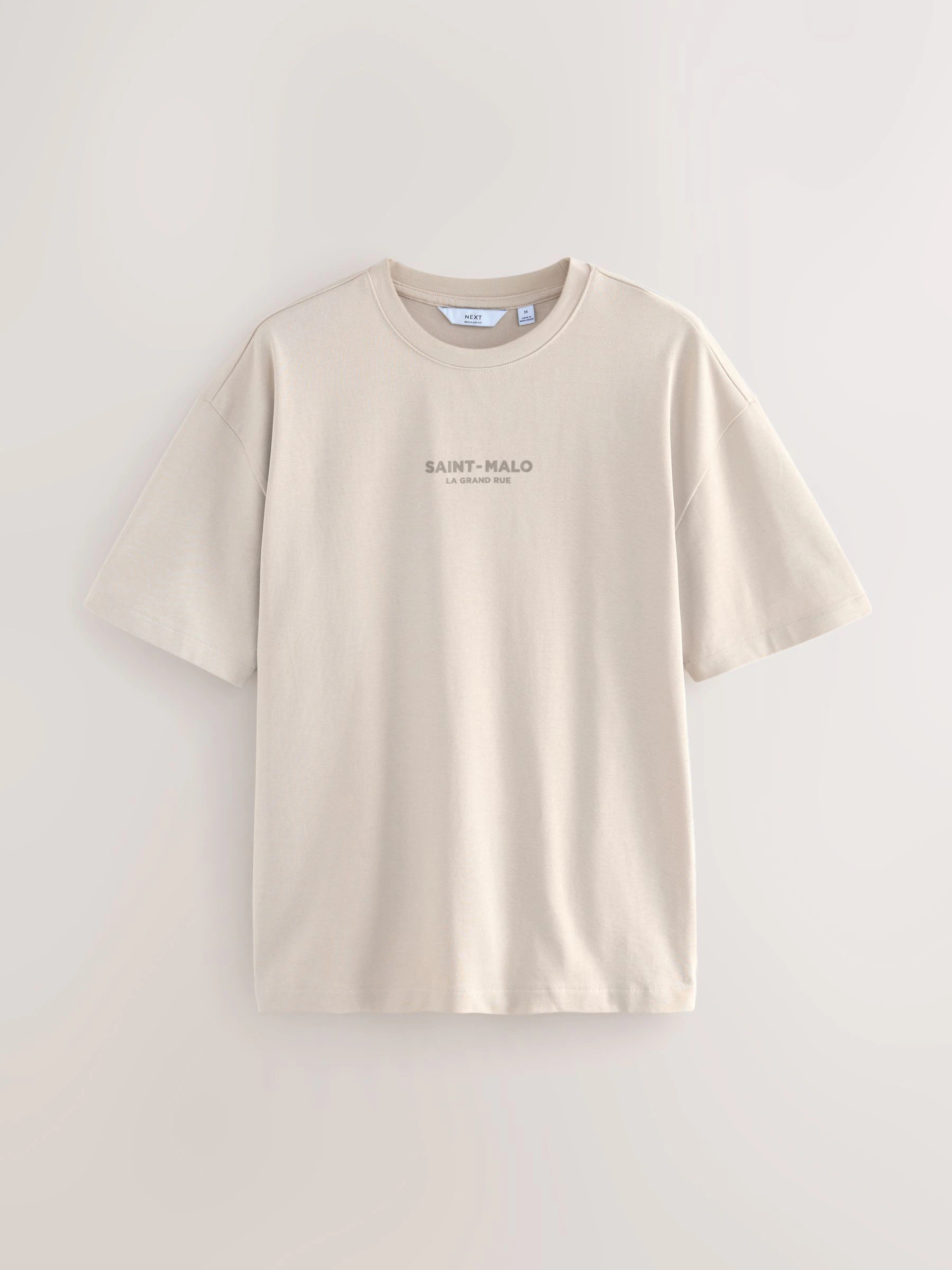 Wit/groen/neutraal - Relaxt dik T-shirt met grafische print