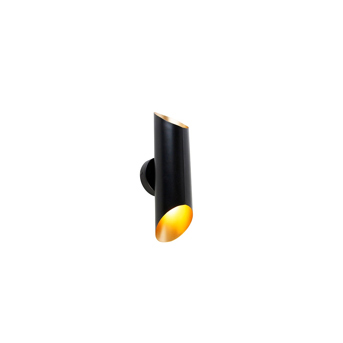 Zwarte wandlamp met gouden binnenkant, 2 lampen - Whistle