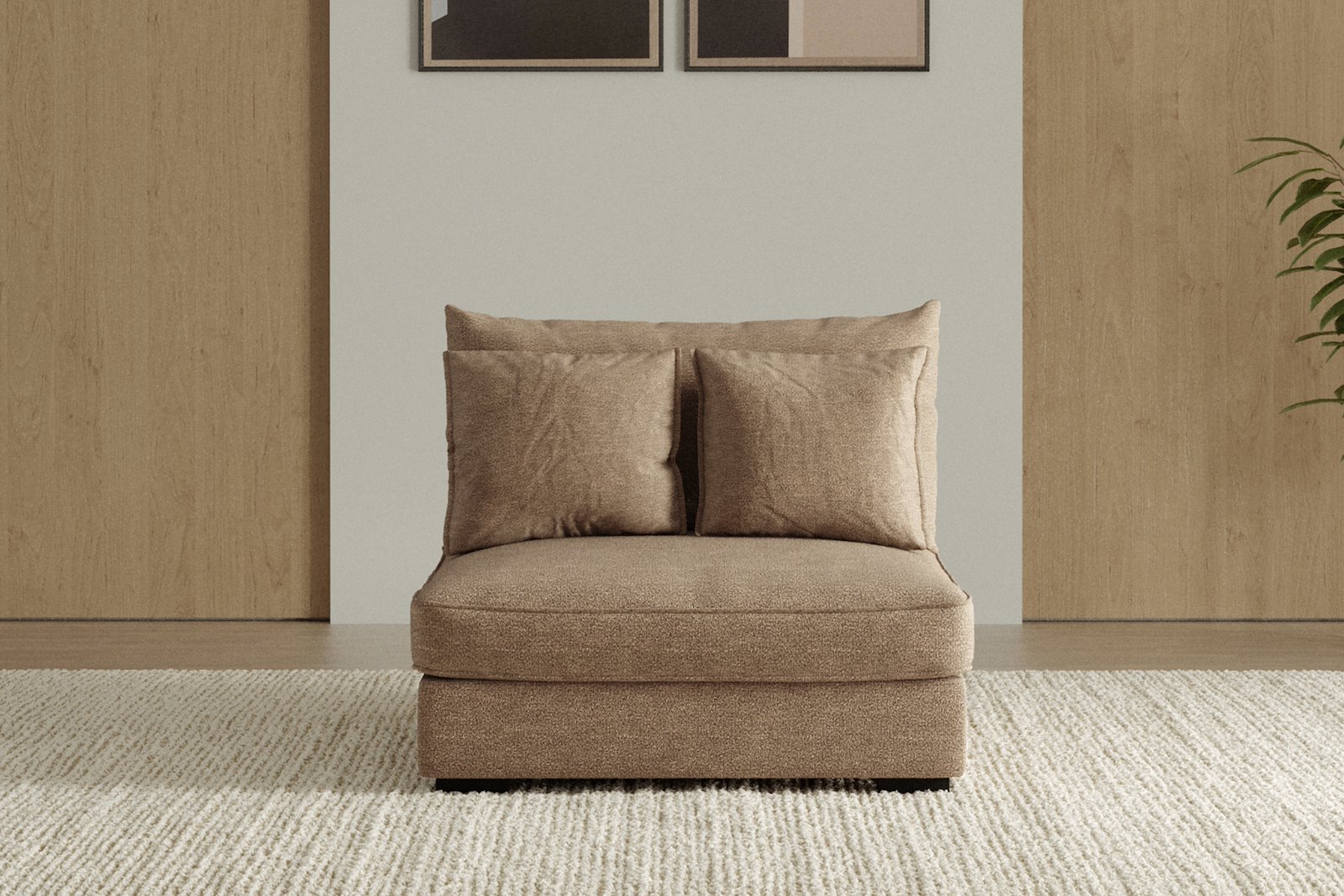 Rossi Lux 1,5-seter stol Tekstil Beatto 1012 Brun med sorte ben. Lux Komfort.