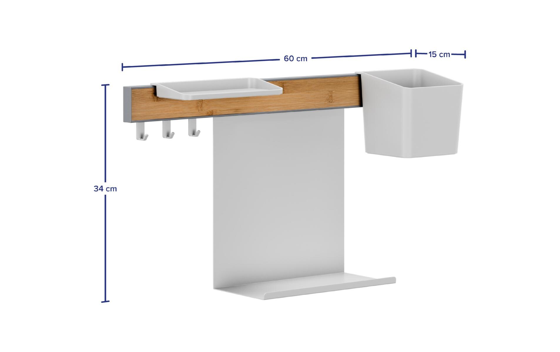 Kombi Set S WeissSelbstklebende Leiste mit Topf, Ablagen und Haken