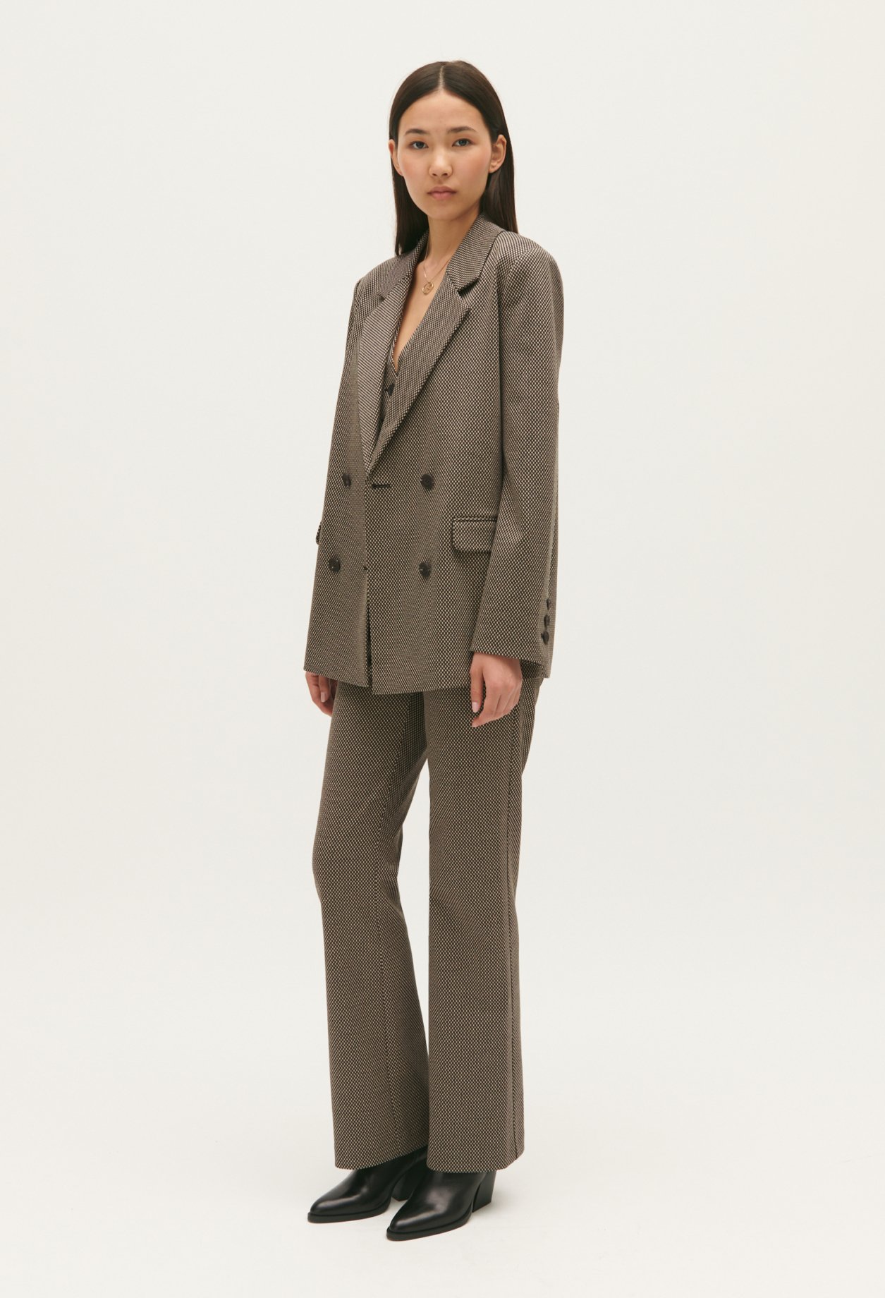 Veste tailleur pied de poule chocolat