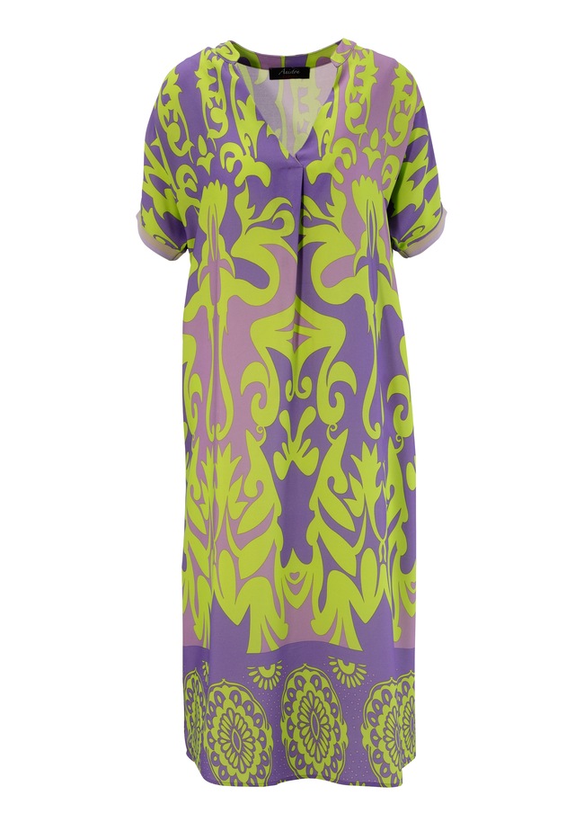 Aniston CASUAL Blusenkleid mit graphischem Druck und Bordüre am Saum