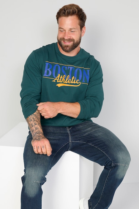 Boston Park Langarmshirt, großer Print, Rundhals