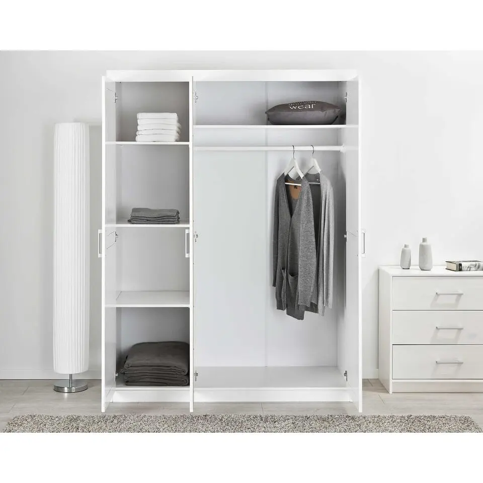 Hioshop Driedeurs kledingkast wit Oslo