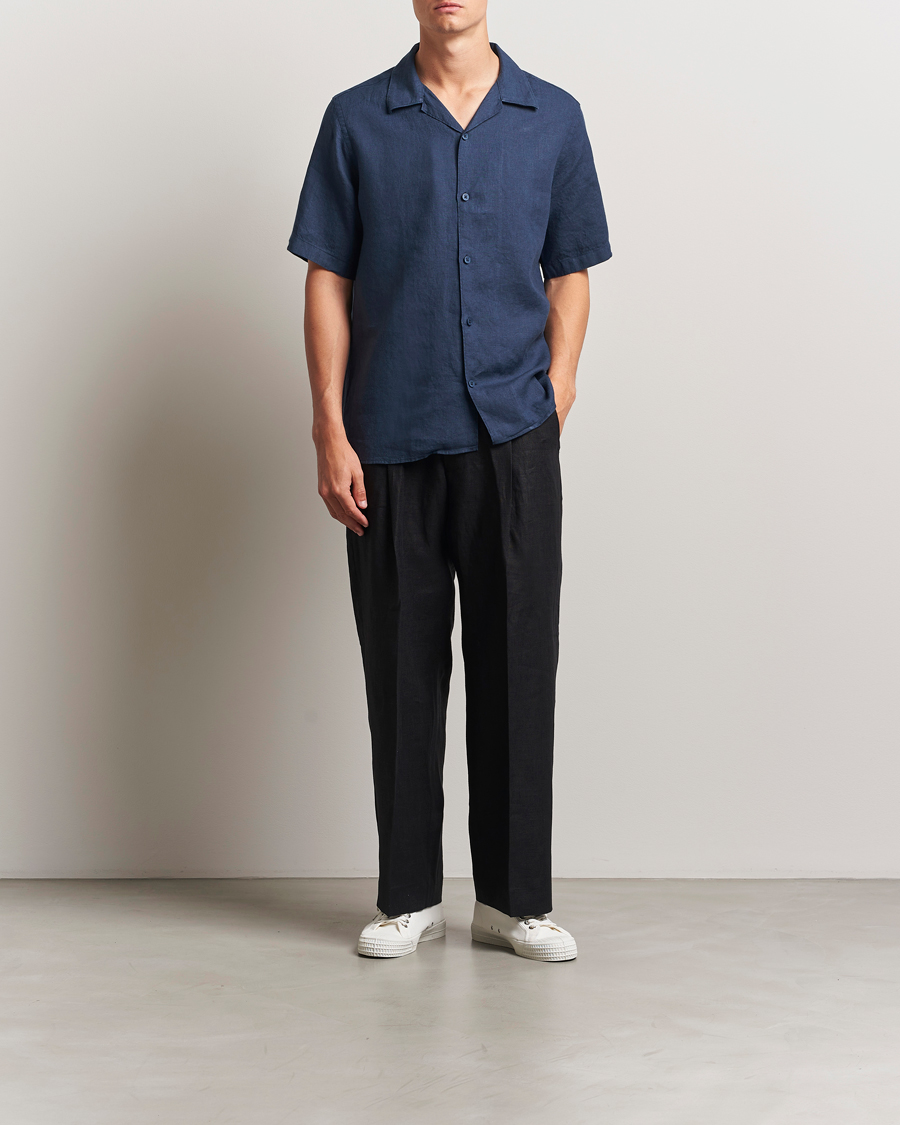 NN07 Julio Linen Resort Shirt Navy Blue
