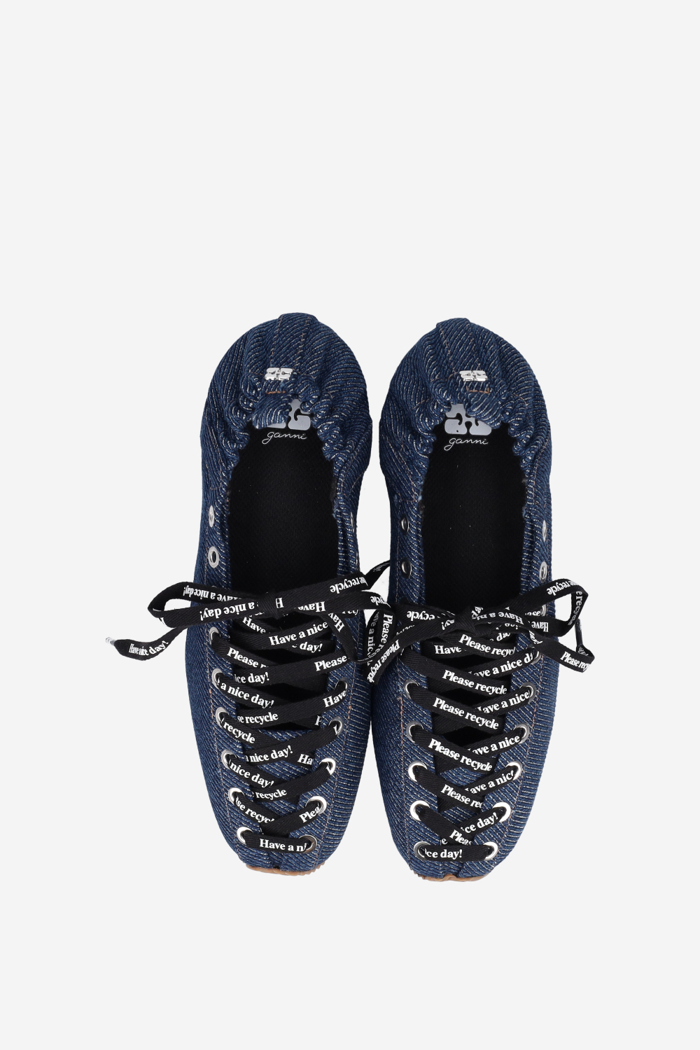 Sporty denim lace up ballerinas