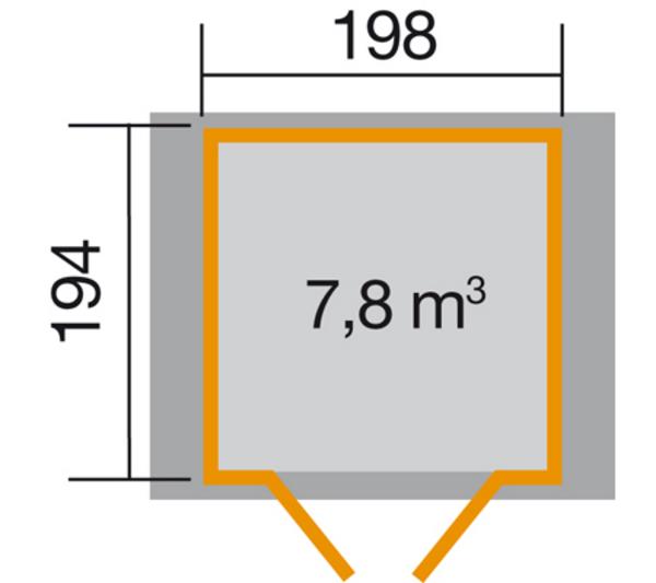 Weka Gartenhaus 316 Gr. 2, ca. B240/H221/T217