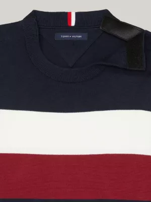 Suéter de gola redonda adaptável com blocos de cores