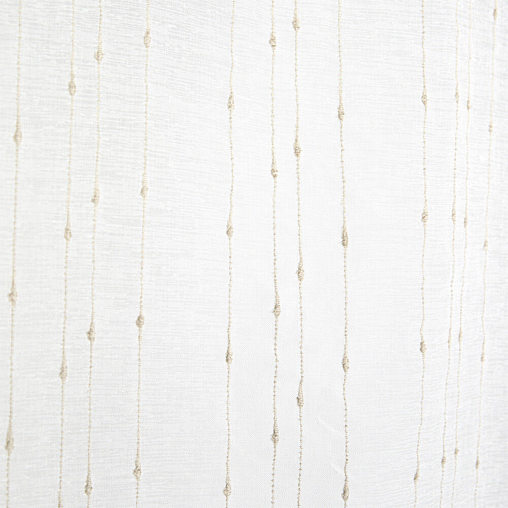 Vitrage droit passe tringle blanc broderie fil beige x2