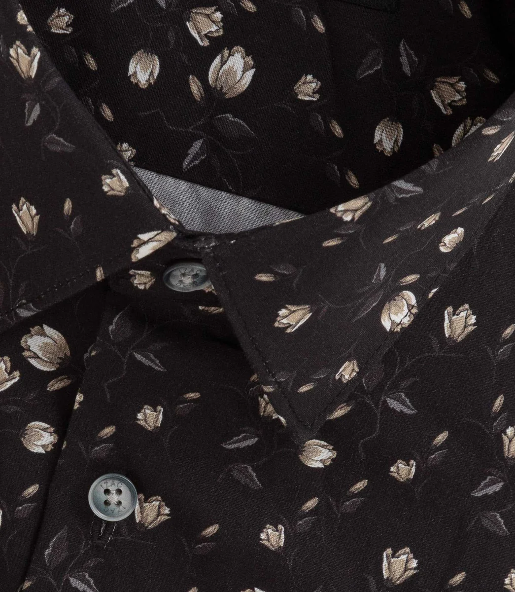 Chemise imprimée floral noire 