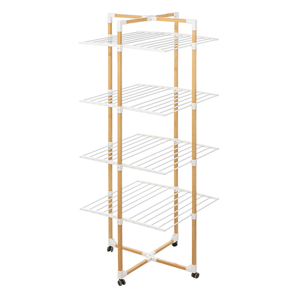 Etendoir à linge tour effet bois 4 niveaux