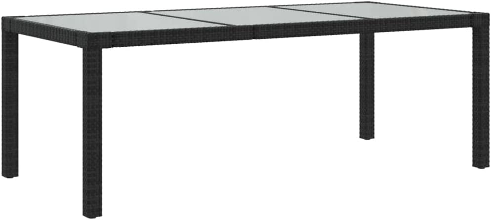 vidaXL Gartentisch Esstisch Terrassentisch Gartenmöbel Balkontisch Outdoor Tisch Außentisch Schwarz 190x90x75cm Gehärtetes Glas Poly Rattan