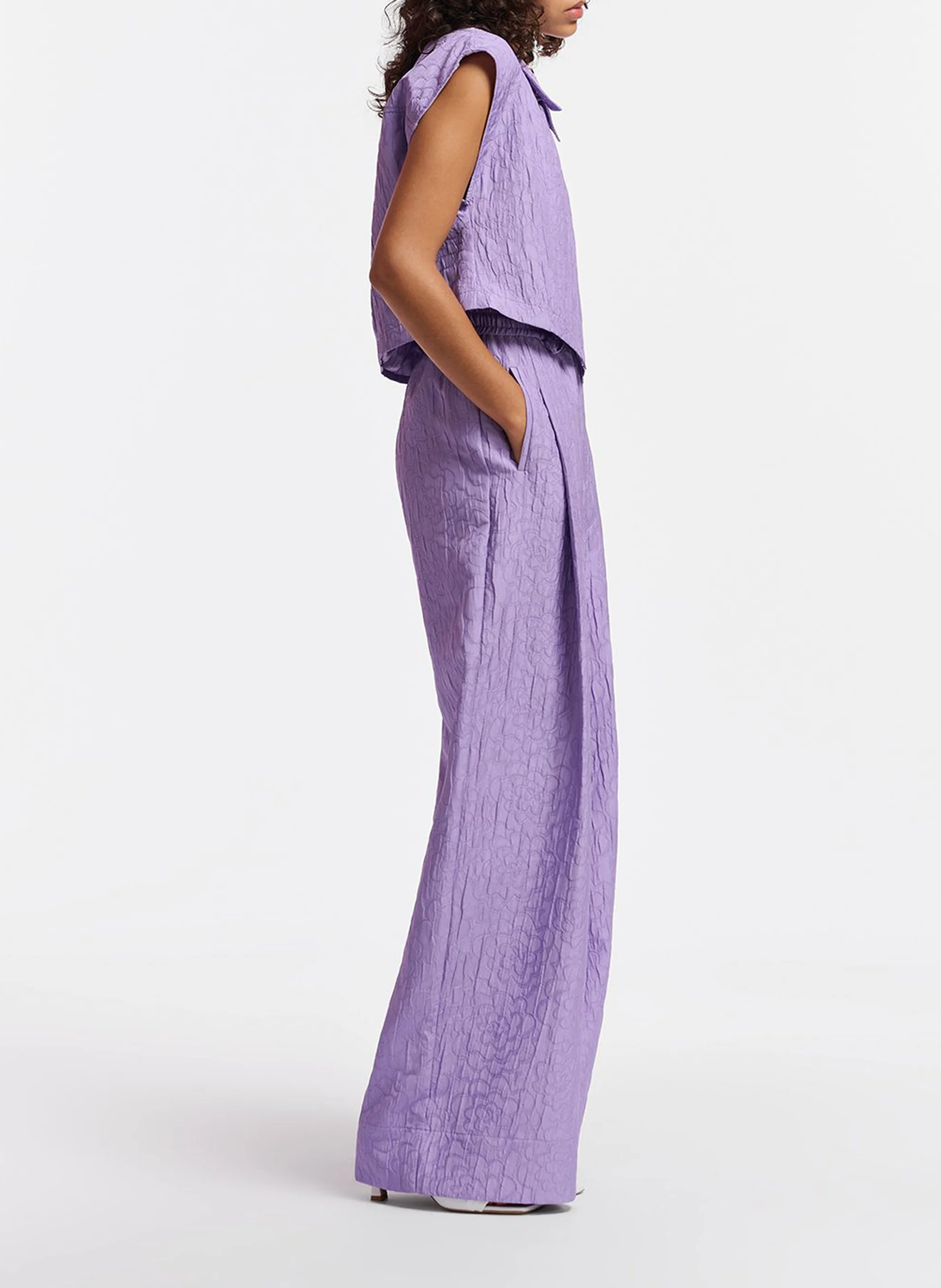 GROUPS - Chemise courte en jacquard fleuri | Violet