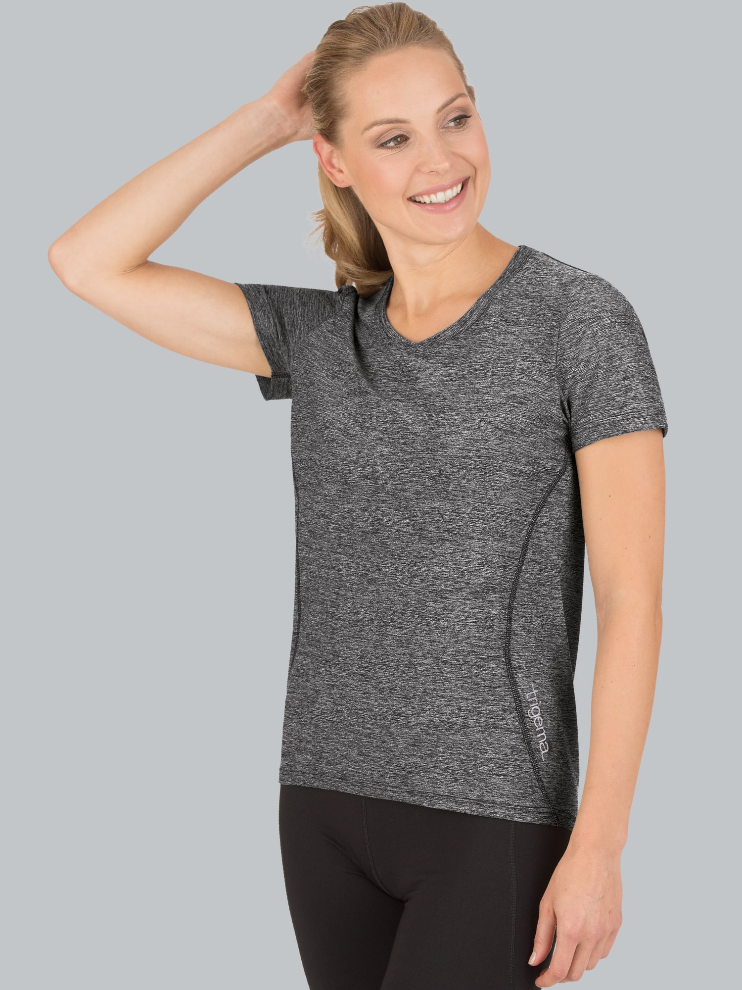 Sportshirt in Melange-Optik Schwarz/bunt
