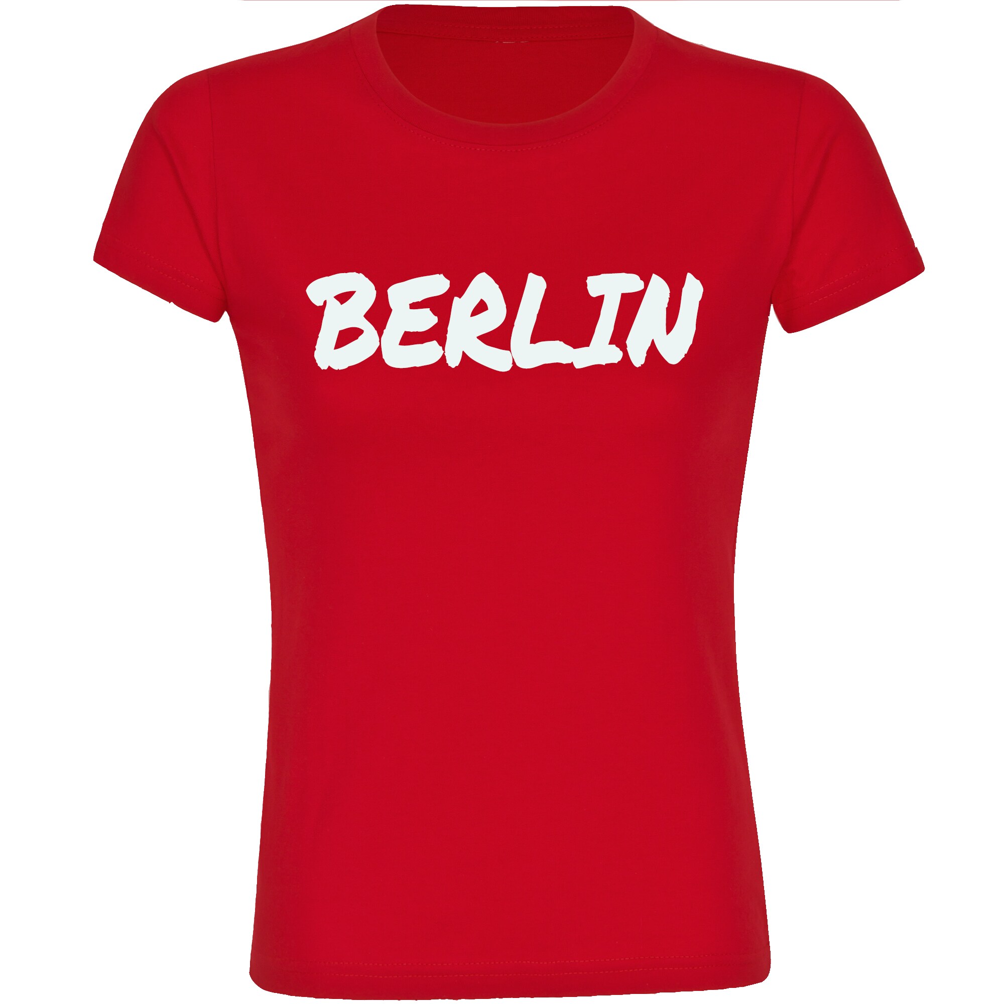 multifanshop® Damen T-Shirt - Berlin rot - Textmarker - Druck weiß