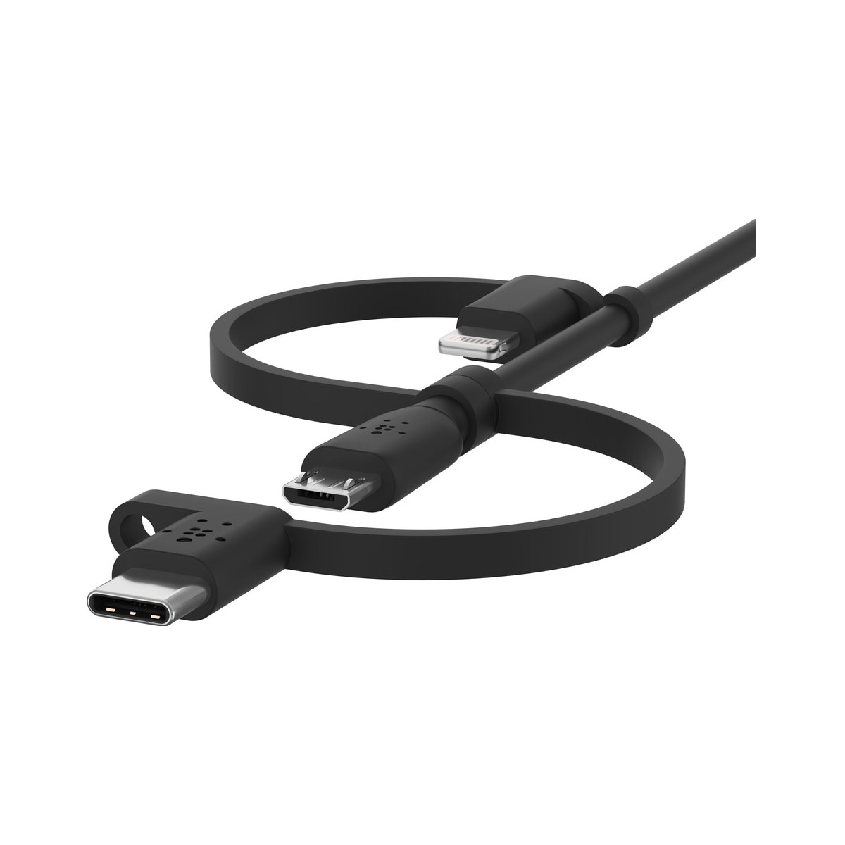 Belkin Boost Charge 3-i-1 microUSB/USB-C/Lightning-kabel (sort)