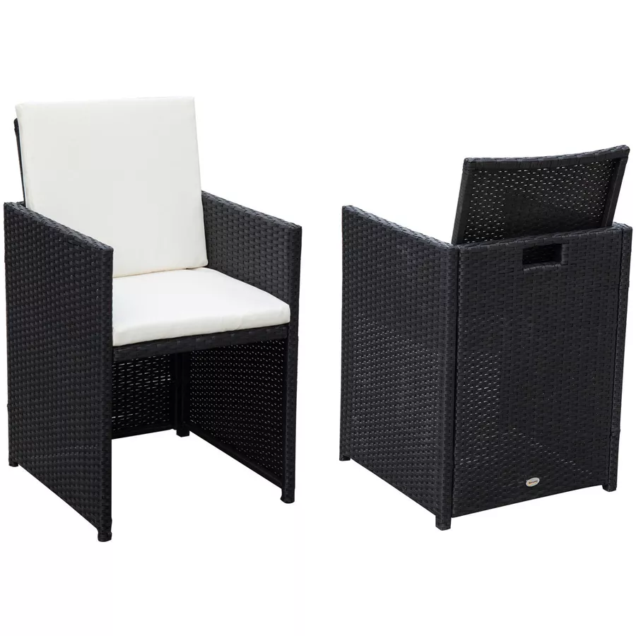 Outsunny Sitzgruppe aus Polyrattan geflecht schwarz, cremeweiß