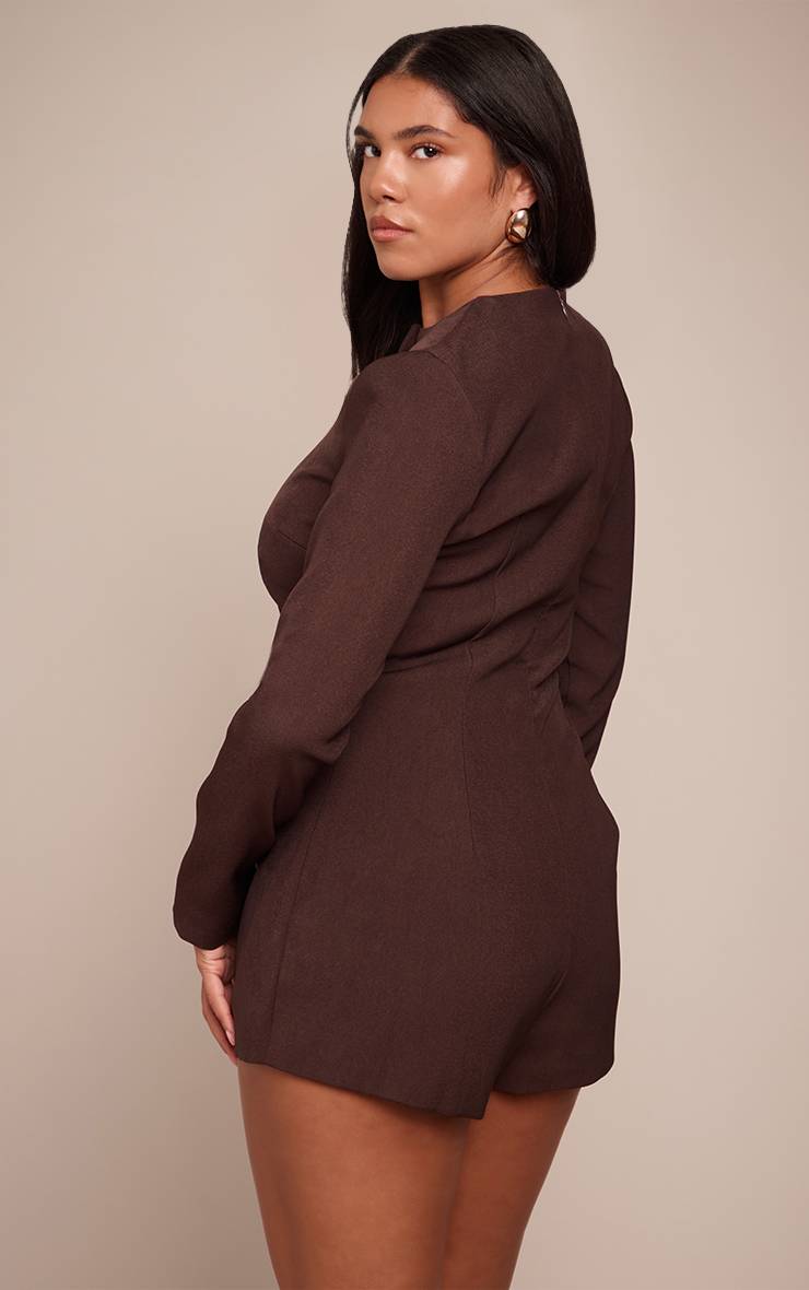 Dark Chocolate Combi-short Blazer Ajusté À Boutons Devant Shape