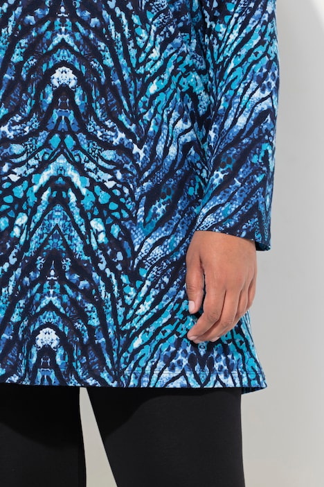 Longshirt, Schlangen, A-Linie, Rundhals, Langarm
