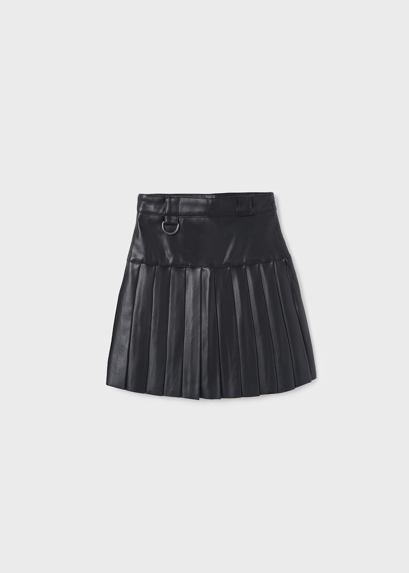 Saia plissada de couro sintético para meninas