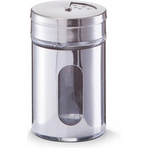 Kruidenstrooier/cacaostrooier glas en RVS Ø5xh8cm
