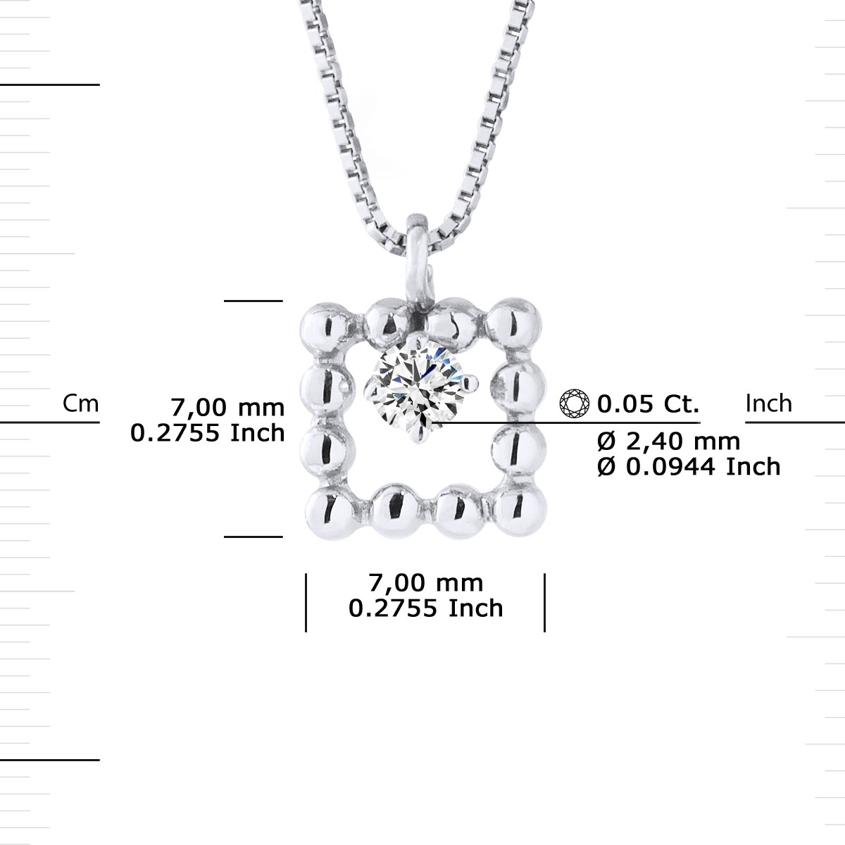 Collier Diamants 0,050 Cts Or Blanc 18 Carats