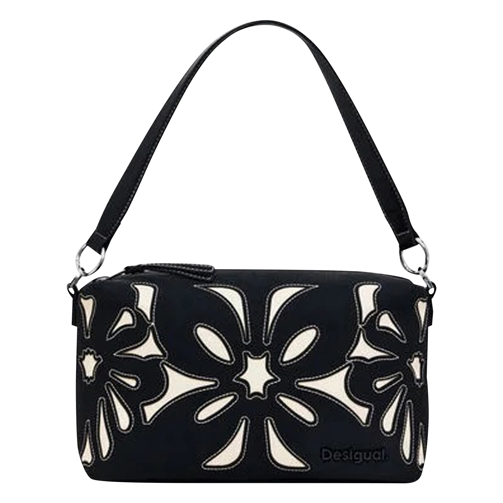 Sac porté épaule à imprimé floral | Noir