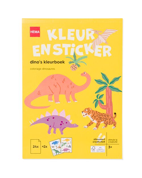 album à colorier avec autocollants dinos 3+