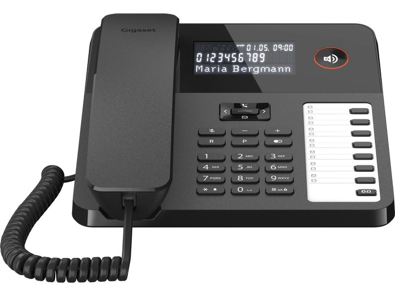 Gigaset Tischtelefon DESK 600 Schwarz Das Wand- und Tischtelefon für die komfortable Telefonie