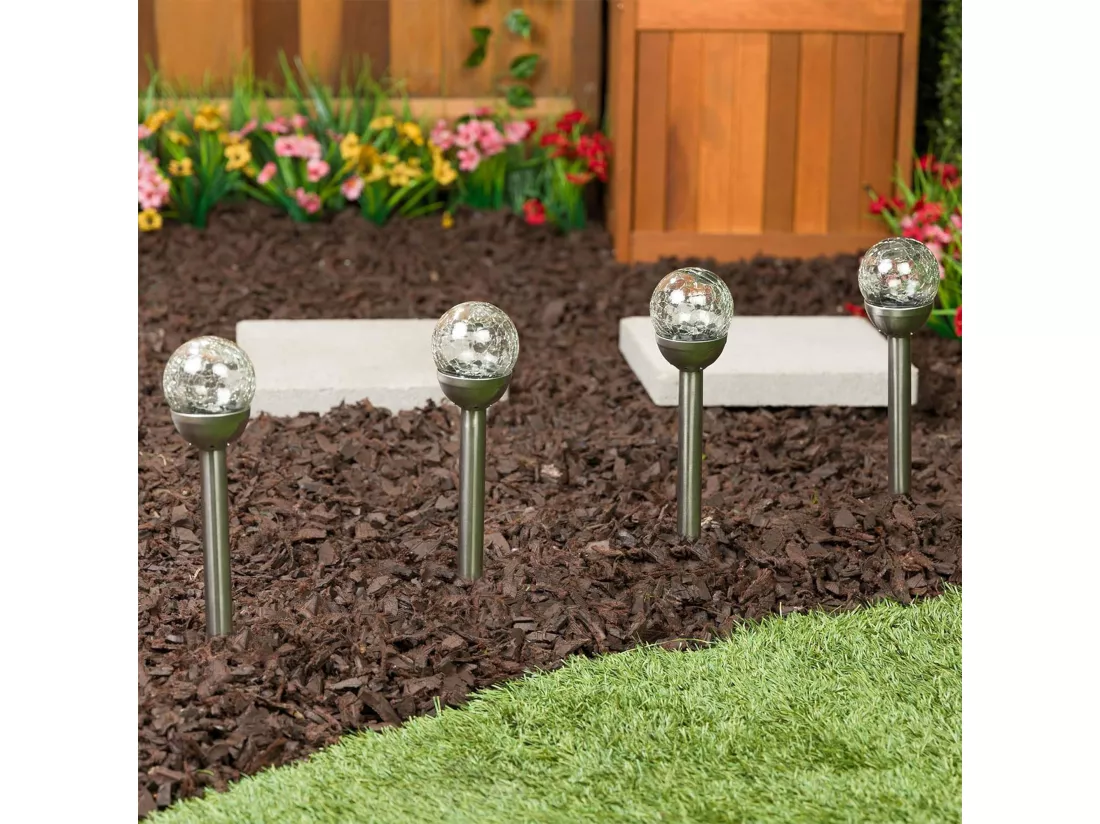 Well Home Lot de 5 lampes solaires en inox Ø6cm