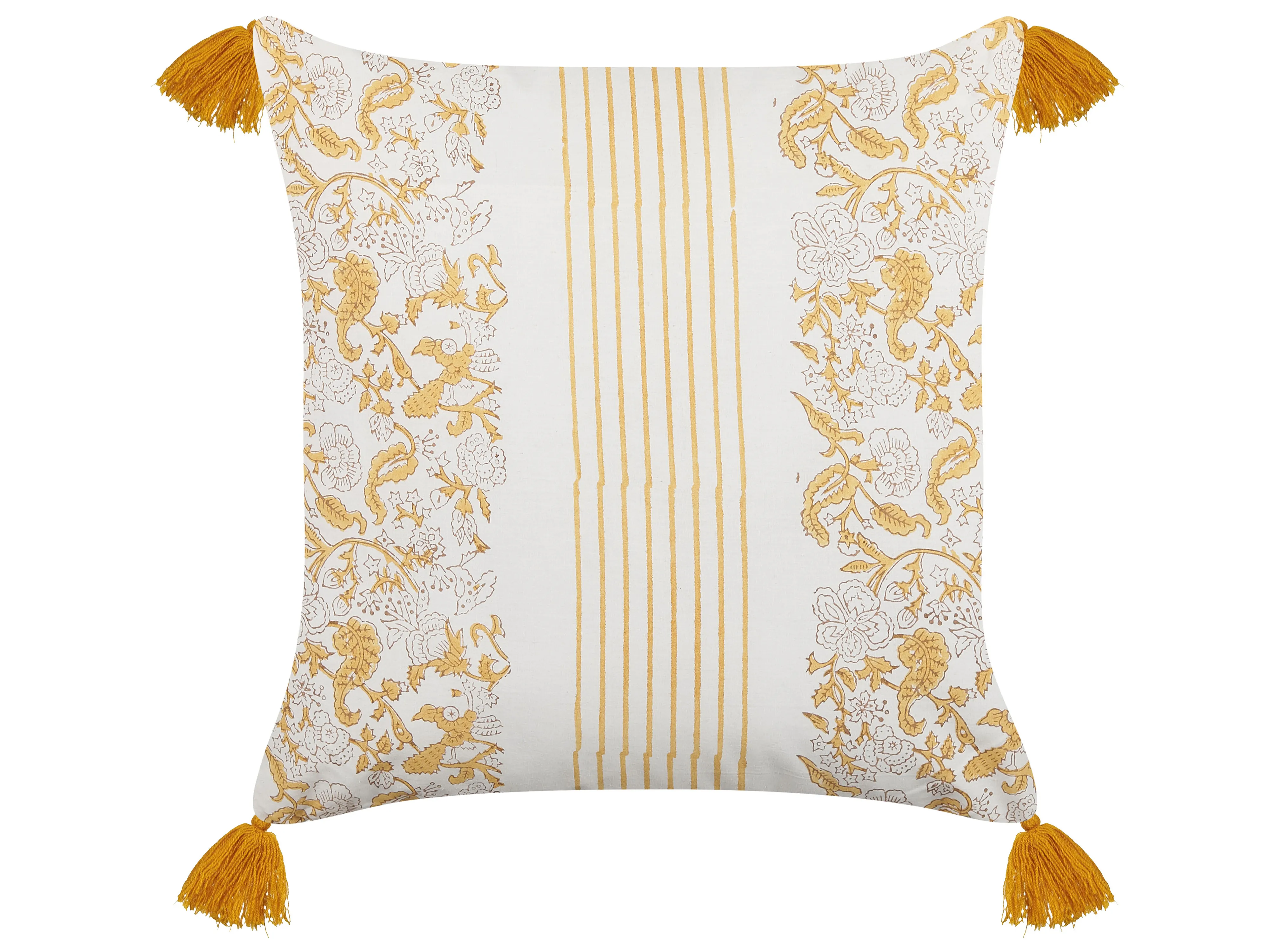 Set van 2 sierkussens BILOBA Katoen 45 x 45 cm Geel bloempatroon